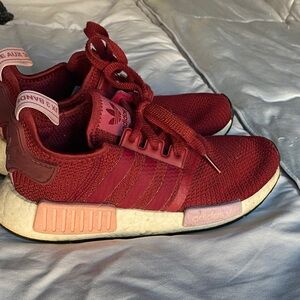 Adidas maroon Sneakers with Pink Accents
